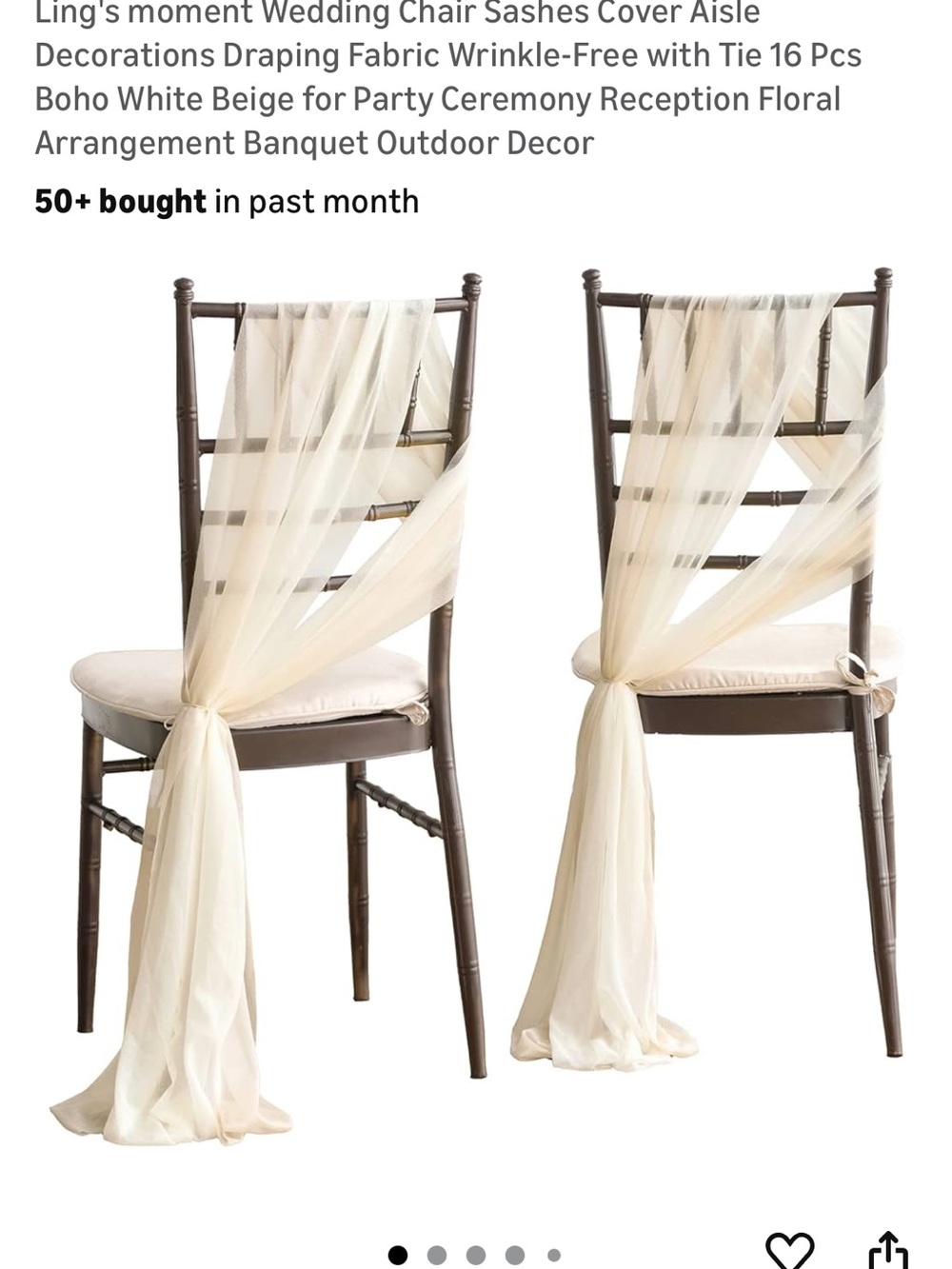 Ling's Moment Beige Chair Sashes for Events - Set of 16